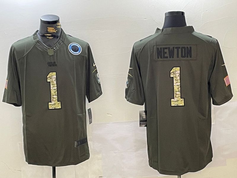 Men Carolina Panthers #1 Newton Green 2024 Nike Olive Salute To Service Limited NFL Jersey style 1